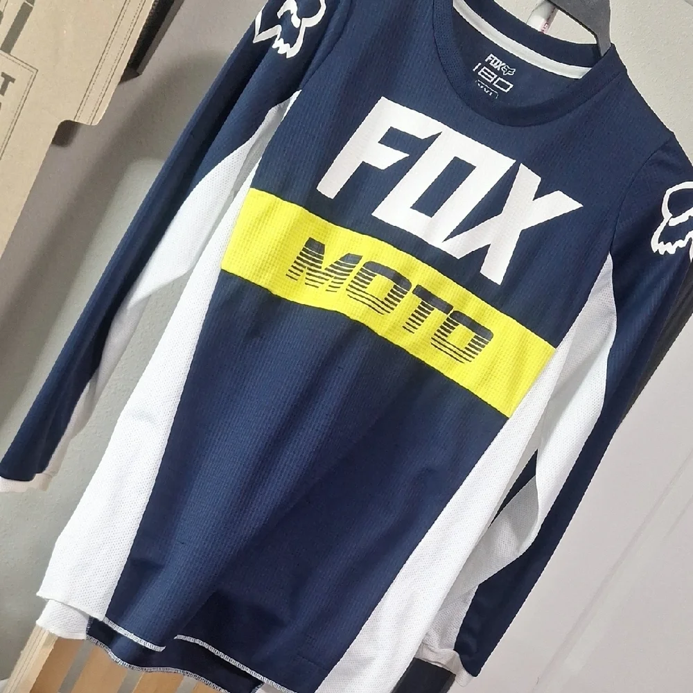 Fox Racing Moto Jersey in Navy and Yellow - Picture 2 of 2